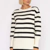 Stripe Knit Sweater In Ecru