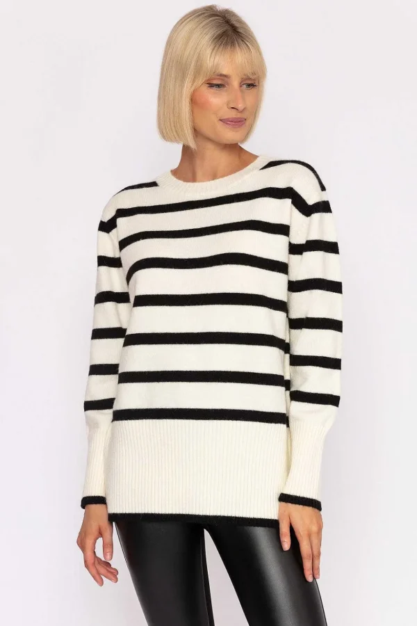 Stripe Knit Sweater In Ecru
