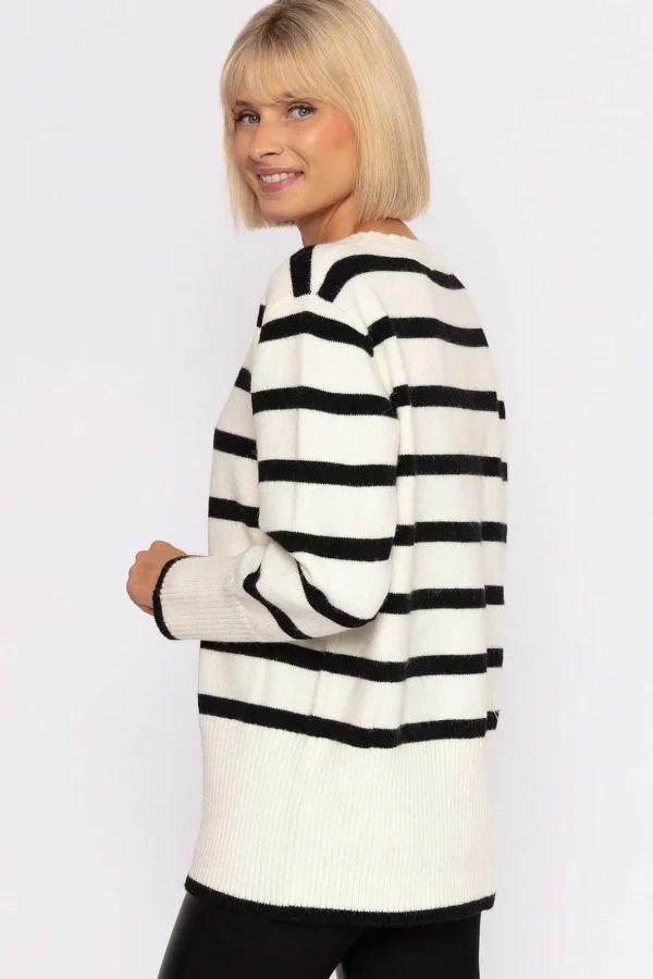 Stripe Knit Sweater In Ecru