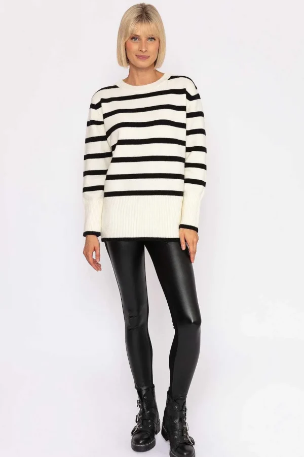 Stripe Knit Sweater In Ecru