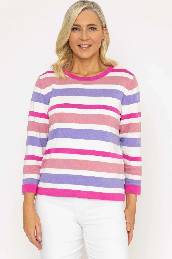 Stripe Knit Sweater In Pink