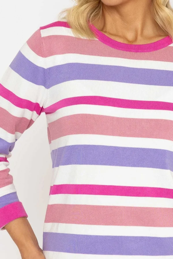 Stripe Knit Sweater In Pink