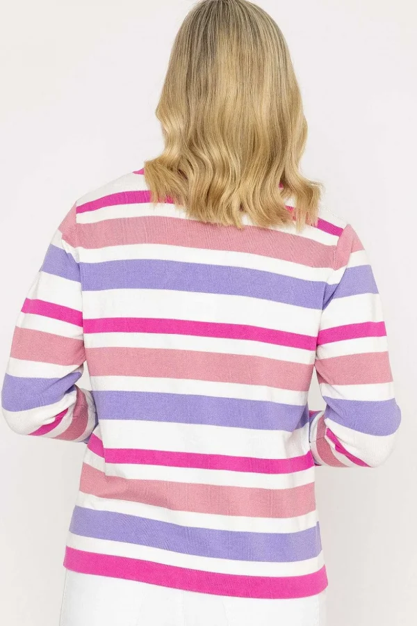 Stripe Knit Sweater In Pink