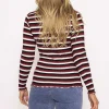 Stripe Rib Top In Burgundy