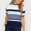 Stripe Short Sleeve Knit In Navy