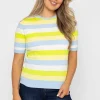 Stripe Short Sleeve Knit In Blue