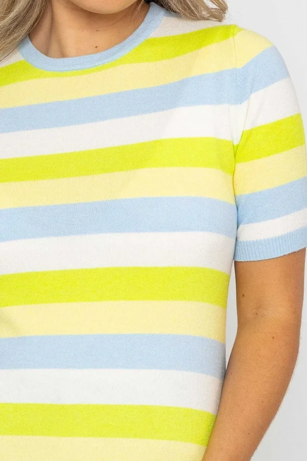 Stripe Short Sleeve Knit In Blue