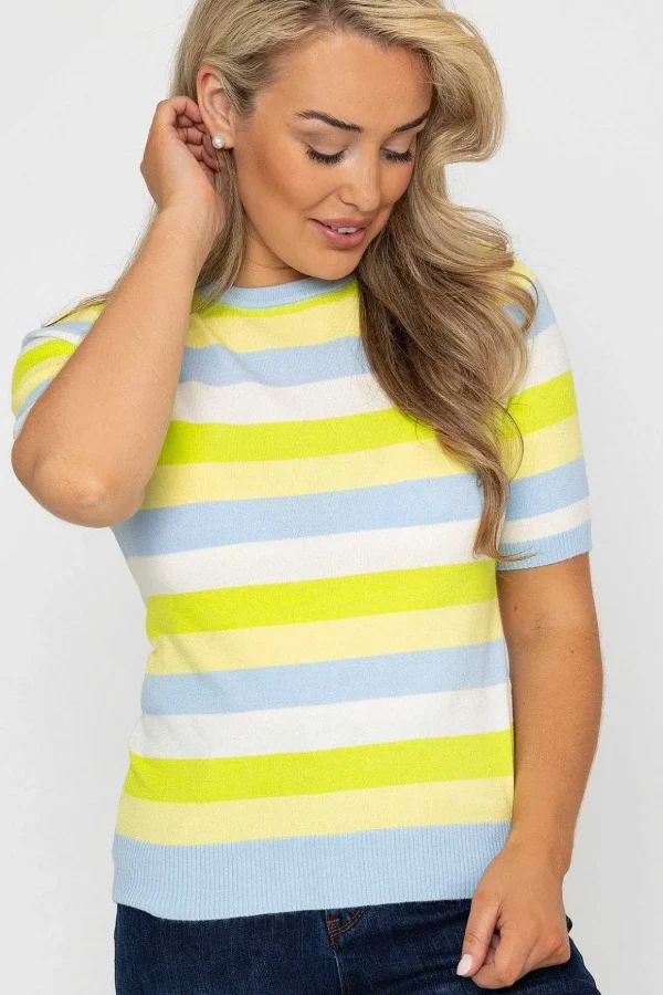 Stripe Short Sleeve Knit In Blue