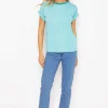 Stripe Tee In Aqua Blue