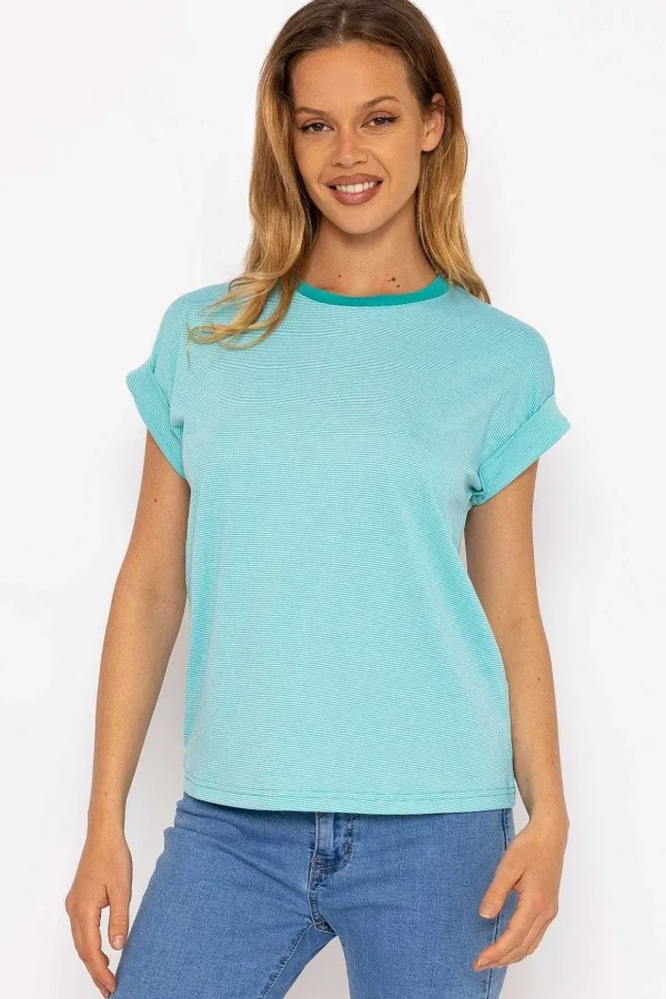 Stripe Tee In Aqua Blue