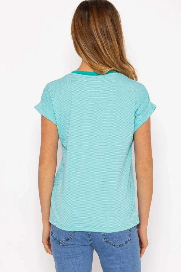 Stripe Tee In Aqua Blue