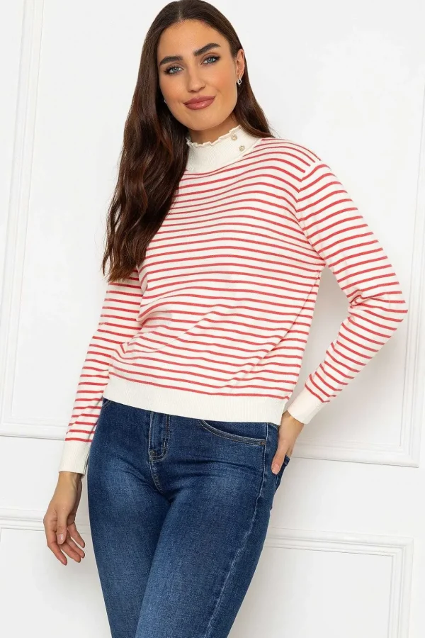 Stripe Turtleneck In Orange