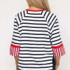 Striped Contrast Top In Navy