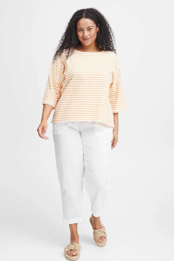 Striped Cotton T-Shirt In Orange