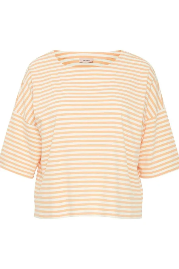 Striped Cotton T-Shirt In Orange