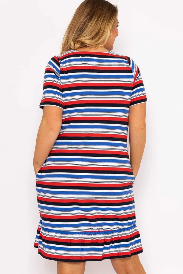 Striped Knee Length Dress In Multi Print