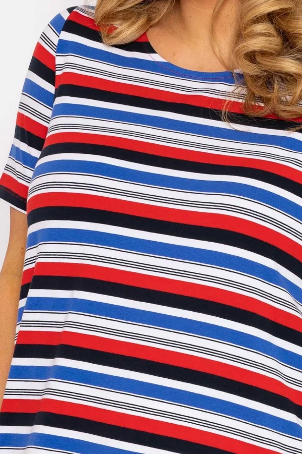 Striped Knee Length Dress In Multi Print