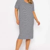 Striped Midi Dress In Navy