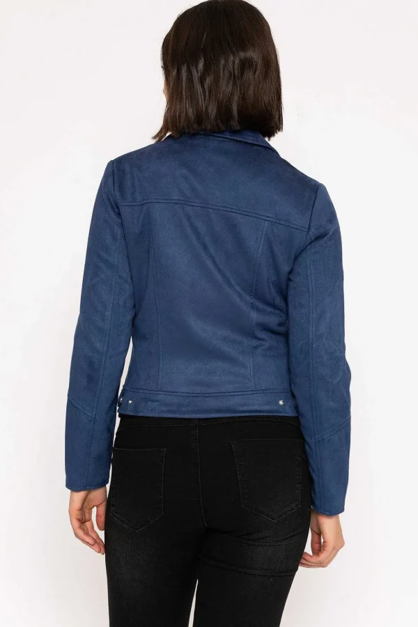 Suede Biker Jacket In Petrol