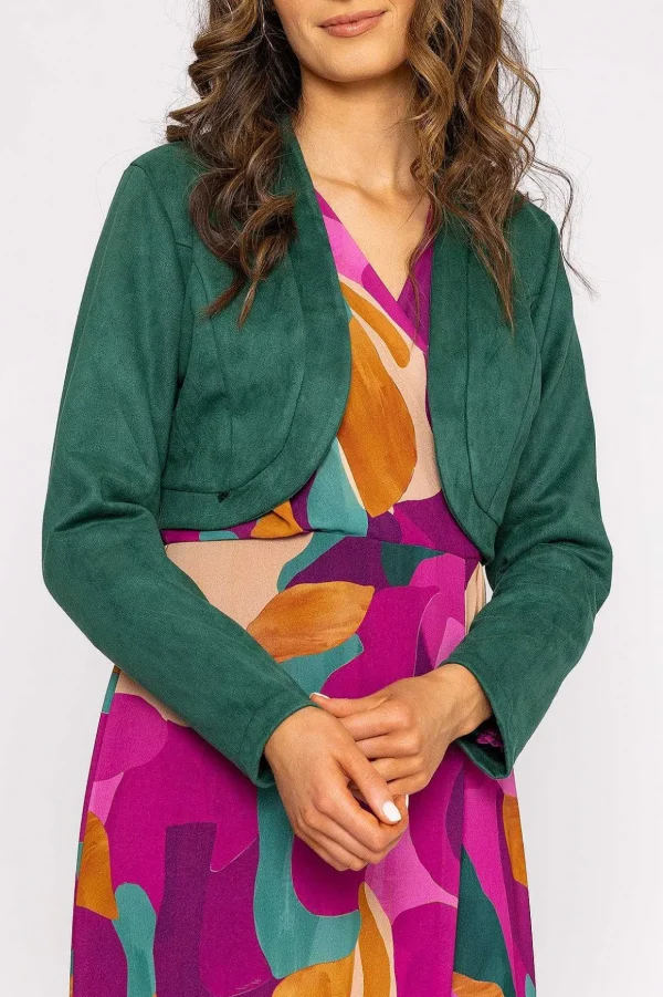 Suede Bolero In Bottle Green