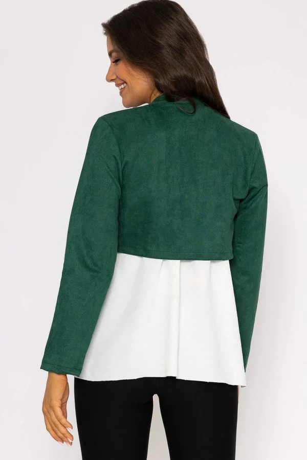 Suede Bolero In Bottle Green