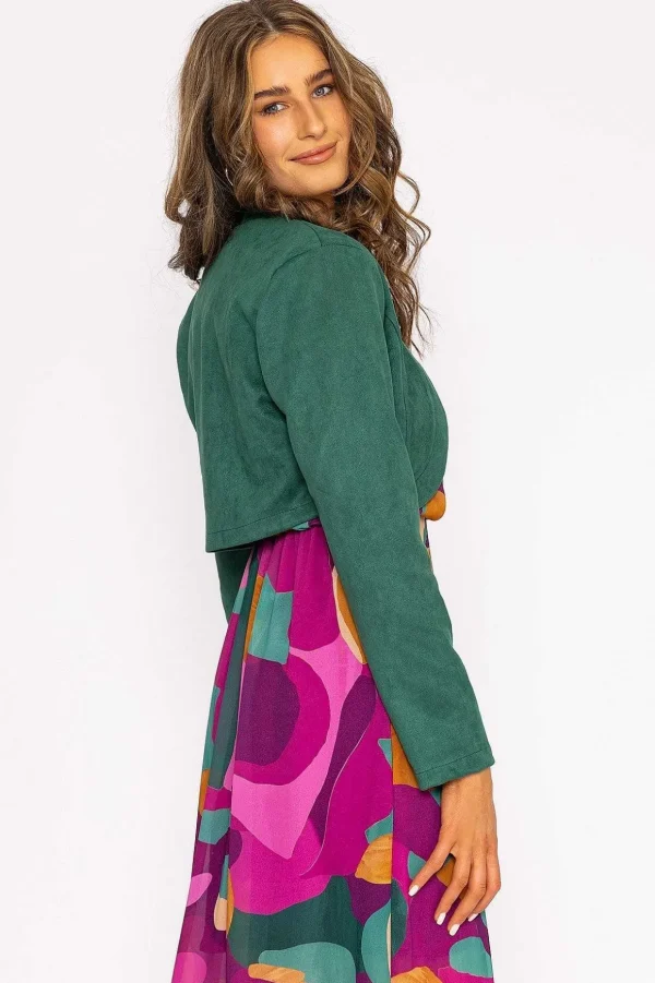 Suede Bolero In Bottle Green