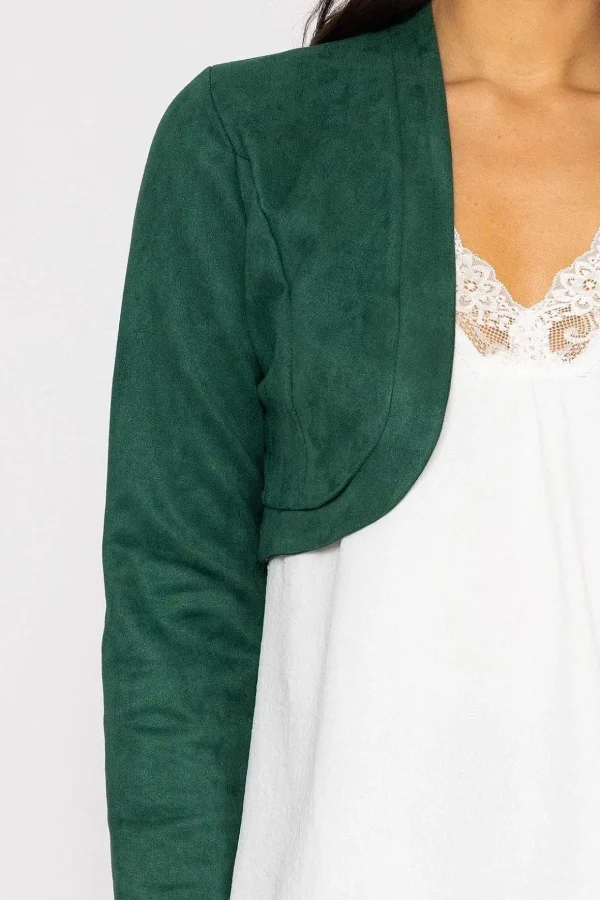 Suede Bolero In Bottle Green