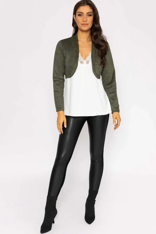 Suede Bolero In Khaki