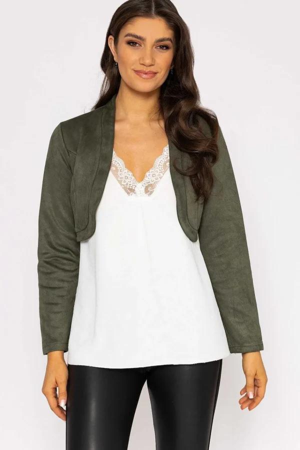 Suede Bolero In Khaki