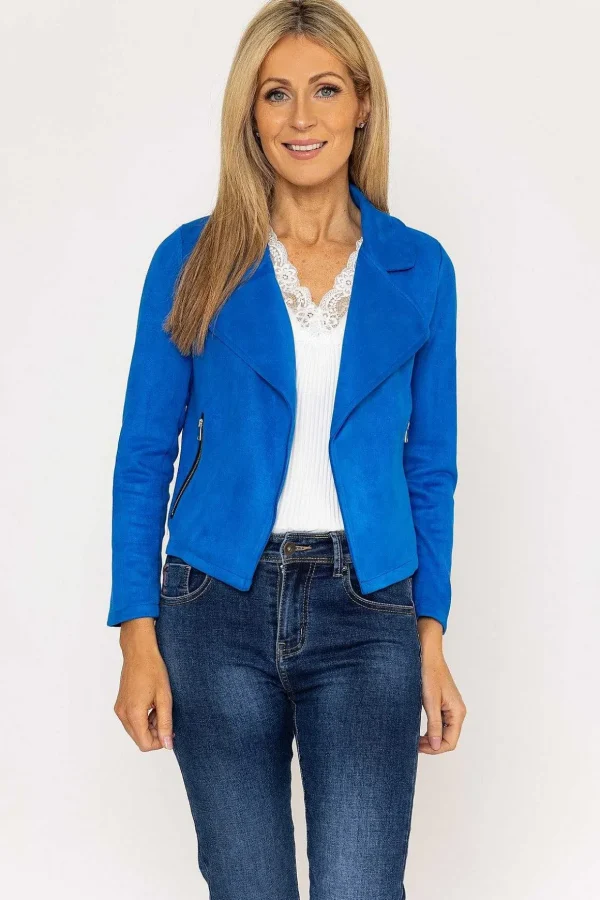 Suede Cover Up Jacket In Blue