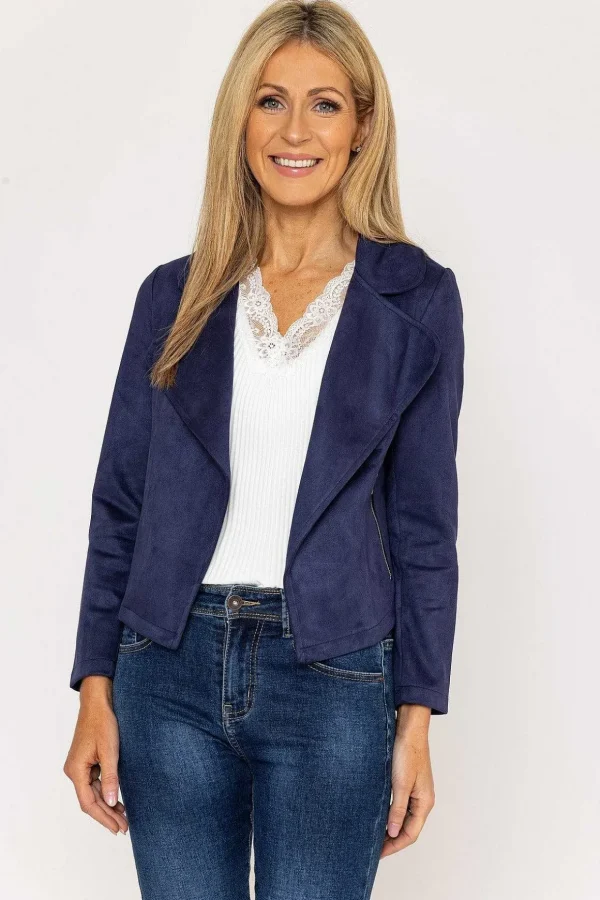 Suede Cover Up Jacket In Navy