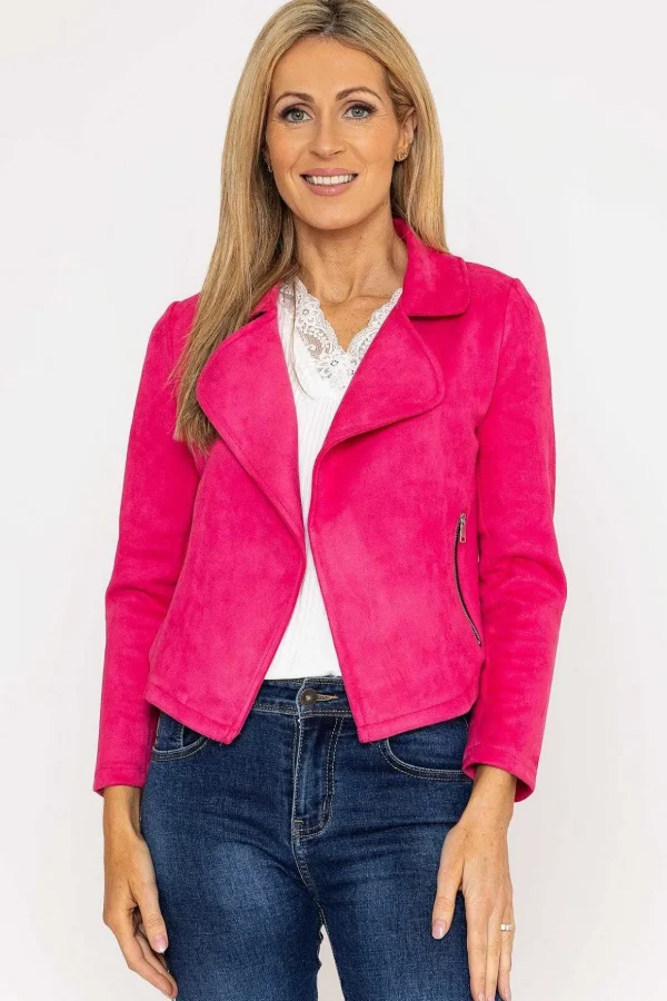 Suede Cover Up Jacket In Pink