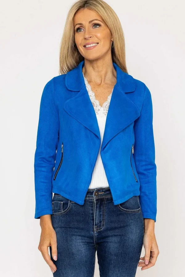 Suede Cover Up Jacket In Blue