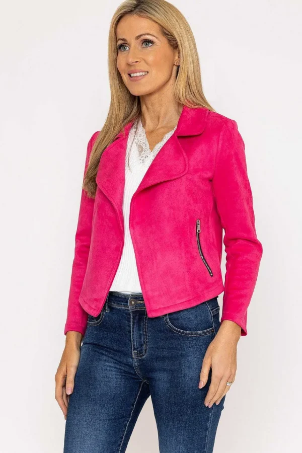 Suede Cover Up Jacket In Pink