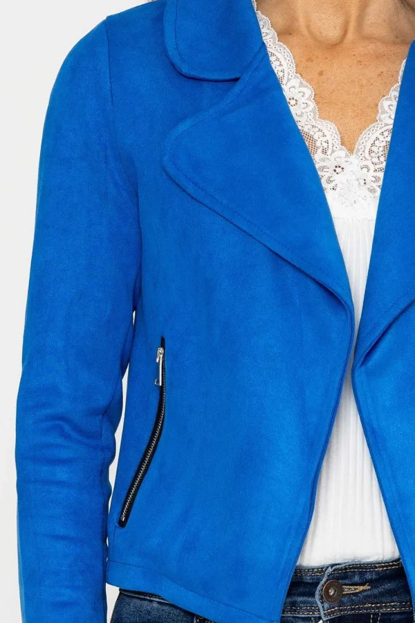 Suede Cover Up Jacket In Blue