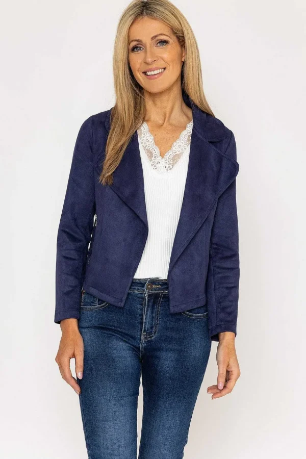 Suede Cover Up Jacket In Navy
