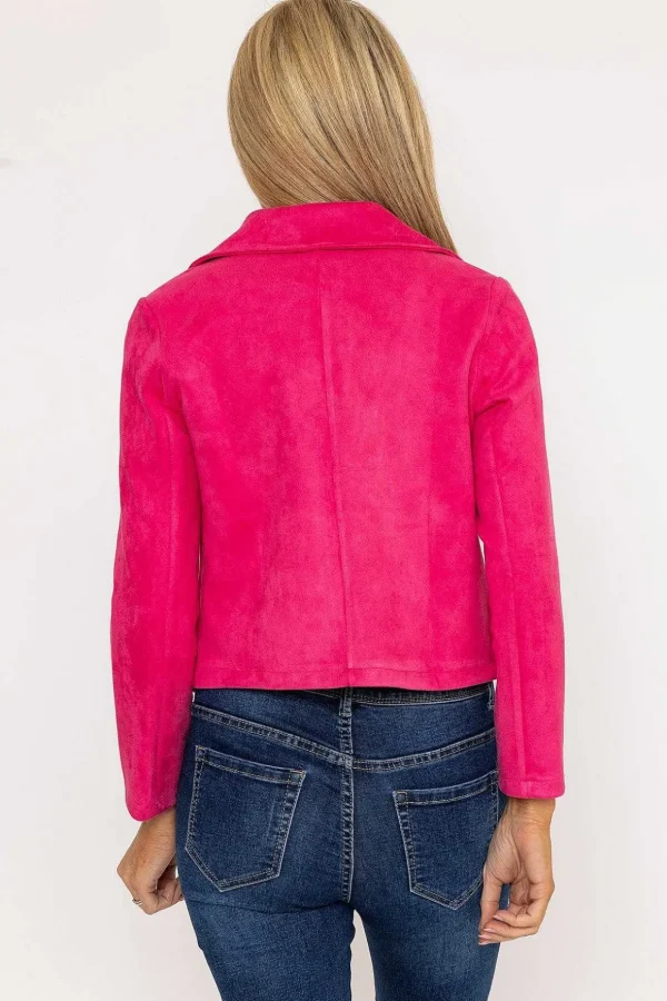 Suede Cover Up Jacket In Pink