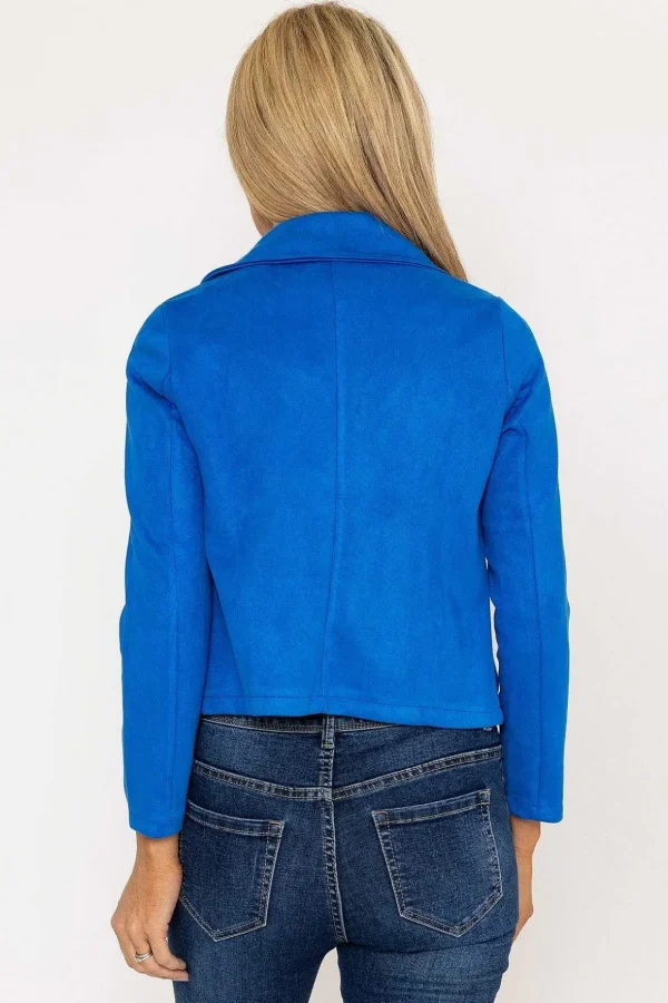 Suede Cover Up Jacket In Blue