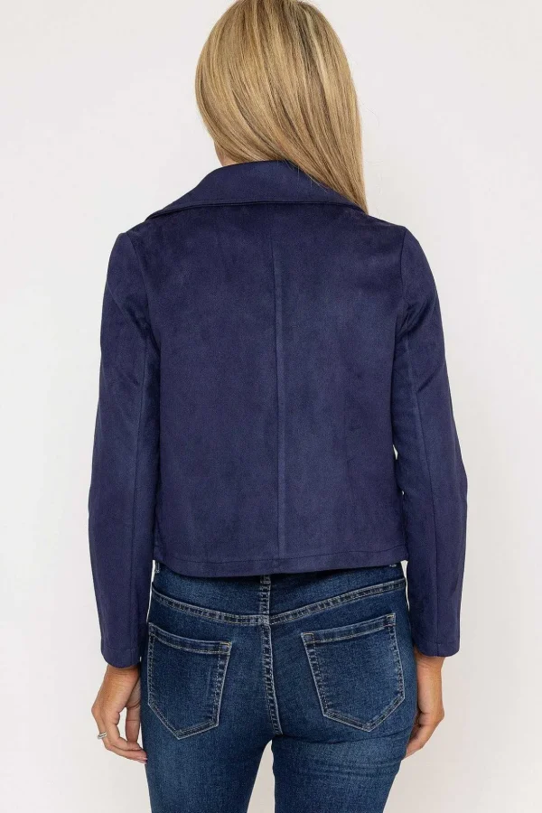 Suede Cover Up Jacket In Navy