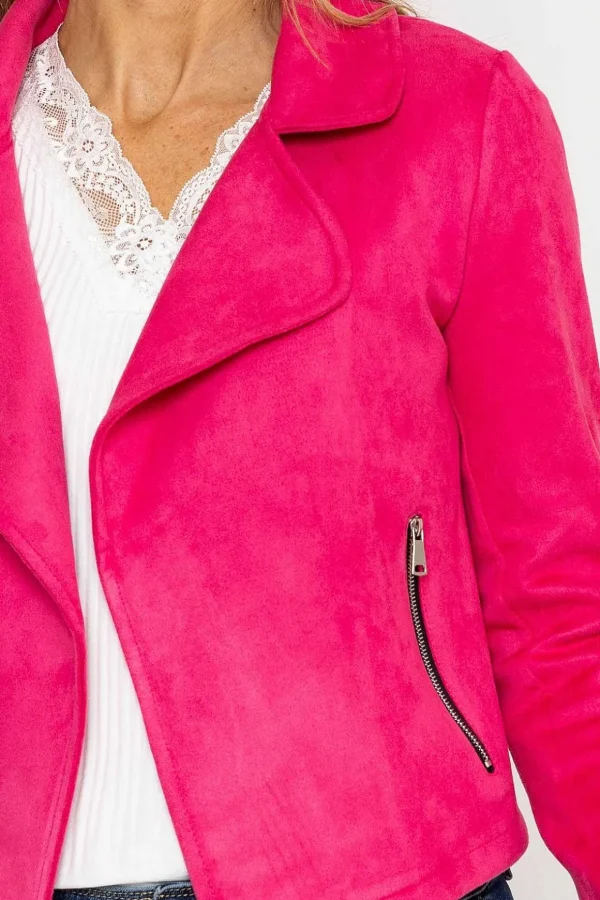 Suede Cover Up Jacket In Pink