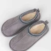 Suedette Mule Slippers In Grey