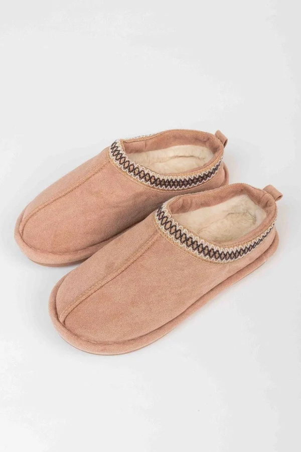 Suedette Mule Slippers In Pink