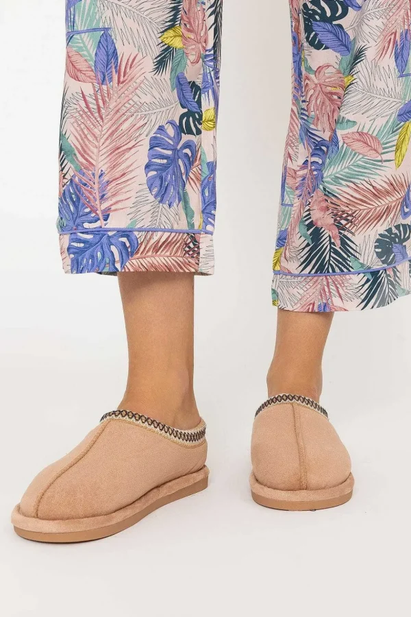 Suedette Mule Slippers In Pink