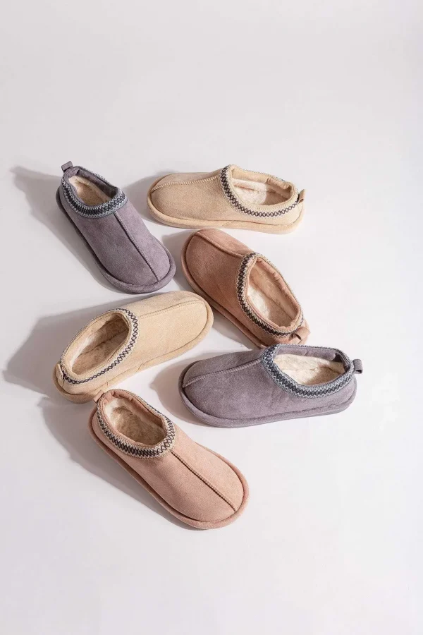 Suedette Mule Slippers In Pink