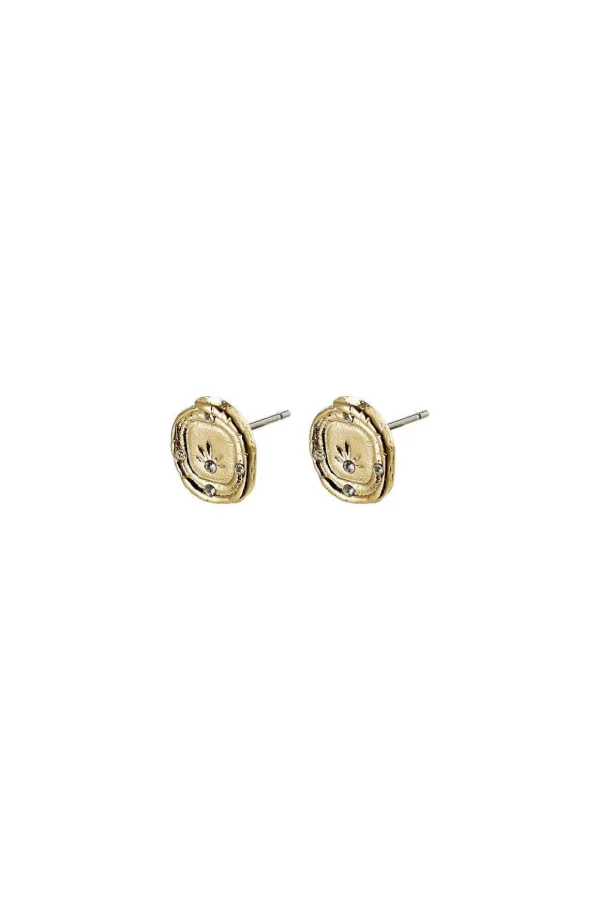 Sun Motif Earrings In Gold