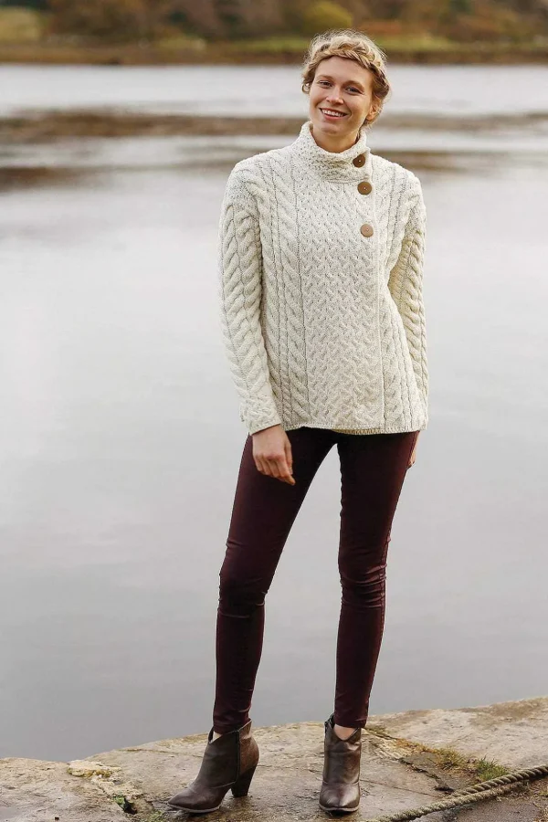 Super Soft 3 Button Merino Wool Cardigan In White