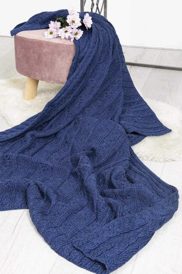 Super Soft Merino Throw In Blue