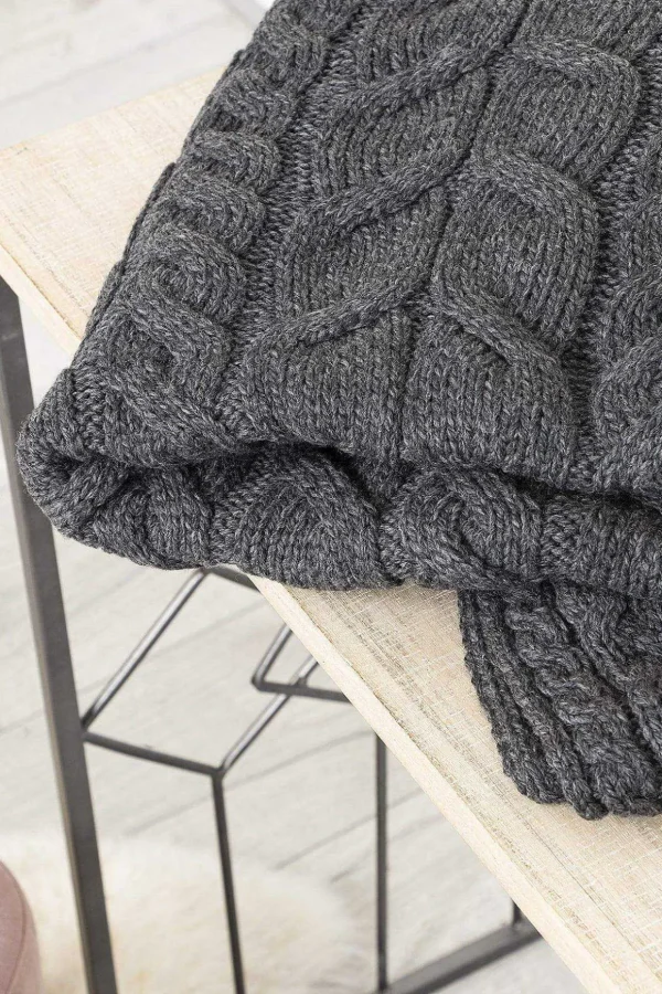 Super Soft Merino Throw In Charcoal