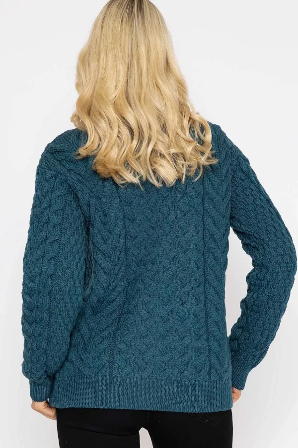 Super Soft Merino Wool Cardigan In Teal