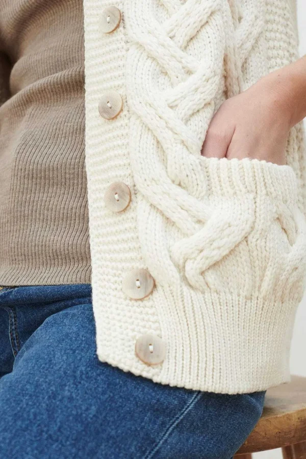 Super Soft Merino Wool V-Neck Cardigan In Cream